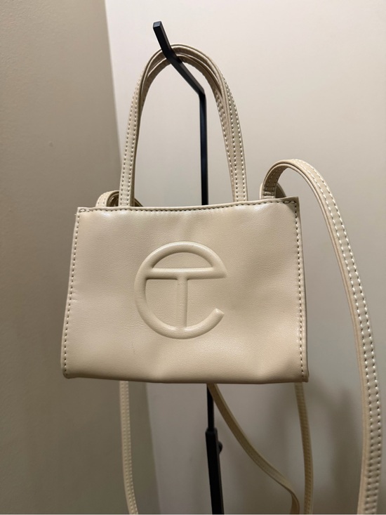 Telfar Handbags - Telfar Small Cream Crossbody Tote with Embossed Logo
